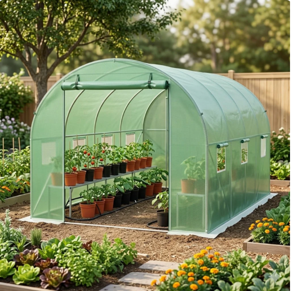 Serre tunnel renforcée 6 m² – 3x2x2 m - Structure Galvanisée & Bâche Imperméable