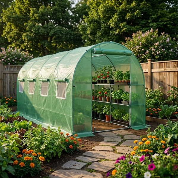 Serre tunnel renforcée 8 m² – 4x2x2 m - Structure Galvanisée & Bâche Imperméable