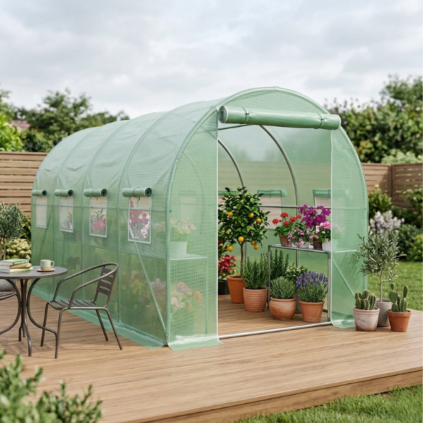 Serre tunnel renforcée 8 m² – 4x2x2 m - Structure Galvanisée & Bâche Imperméable
