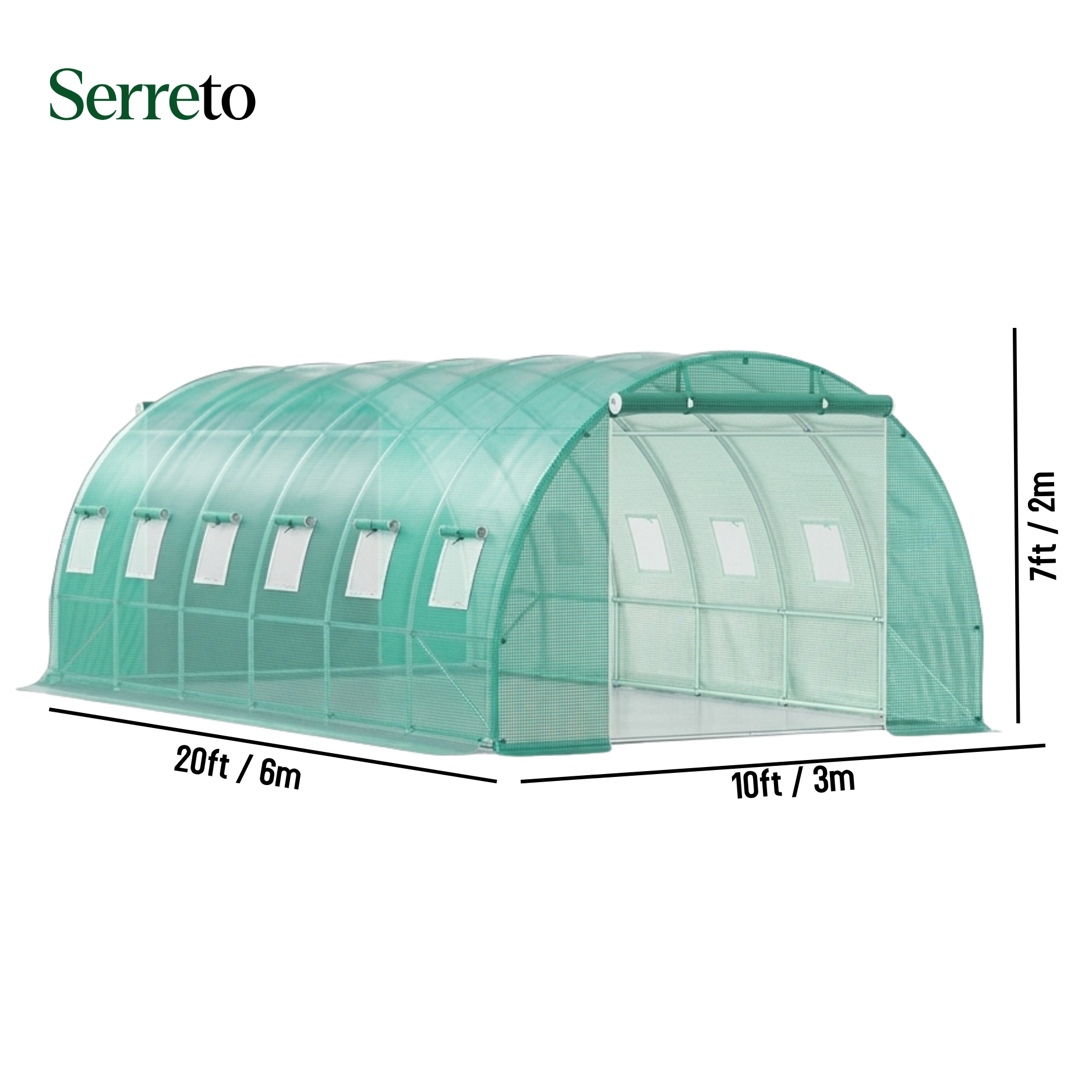 Serre tunnel renforcée 18 m² – 6x3x2 m  - Structure Galvanisée & Bâche Imperméable